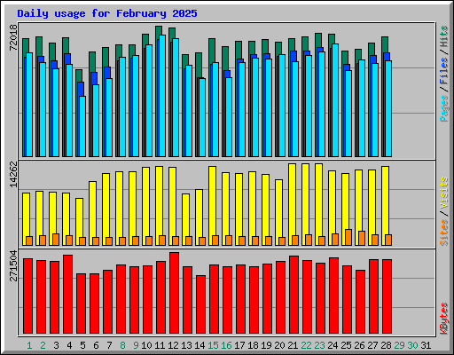 Daily usage for February 2025